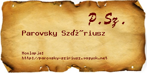 Parovsky Szíriusz névjegykártya